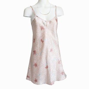 Halston Slip Dress Nighty Loungewear Sleepwear Floral Print Vintage